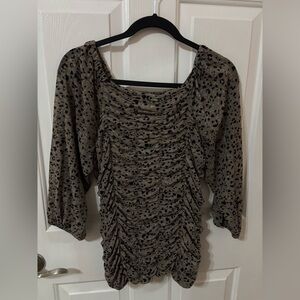 Cato Animal Print Ruched Blouse